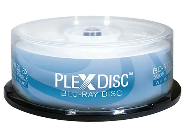 PlexDisc Inc. PlexDisc Inc. 645-213 50GB 6X BD-R DL White Inkjet Hub Printable 25 Packs blu-ray media — product photo