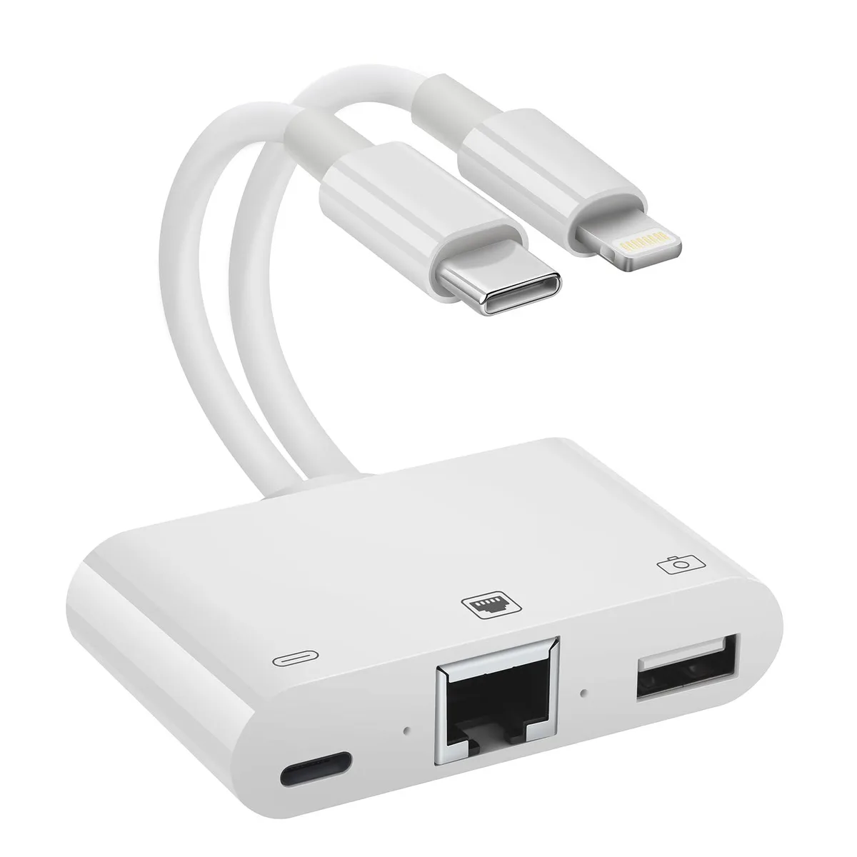  Giochem Lightning and USB Type-A to RJ45 Ethernet Adapter with Charge Port — product photo