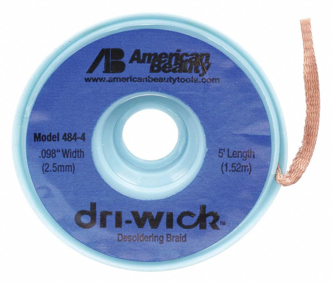 American Beauty Tools American Beauty Tools 484-4 Desoldering Braid 5 ft Blue Copper PK25 — product photo