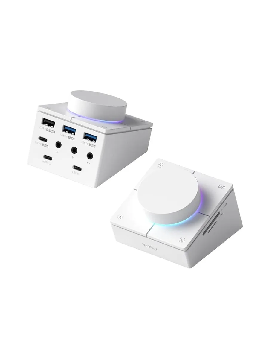 LORDWORLD LORDWORLD 9-in-1 USB-C Docking Station with Knob and Shortcut Buttons (White AG) — product photo