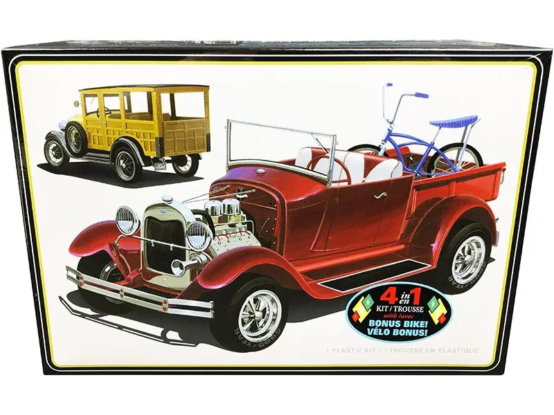 AMT AMT 1929 Ford Woody Pickup 4-in-1 Model Kit with Bike 1/25 Scale — product photo