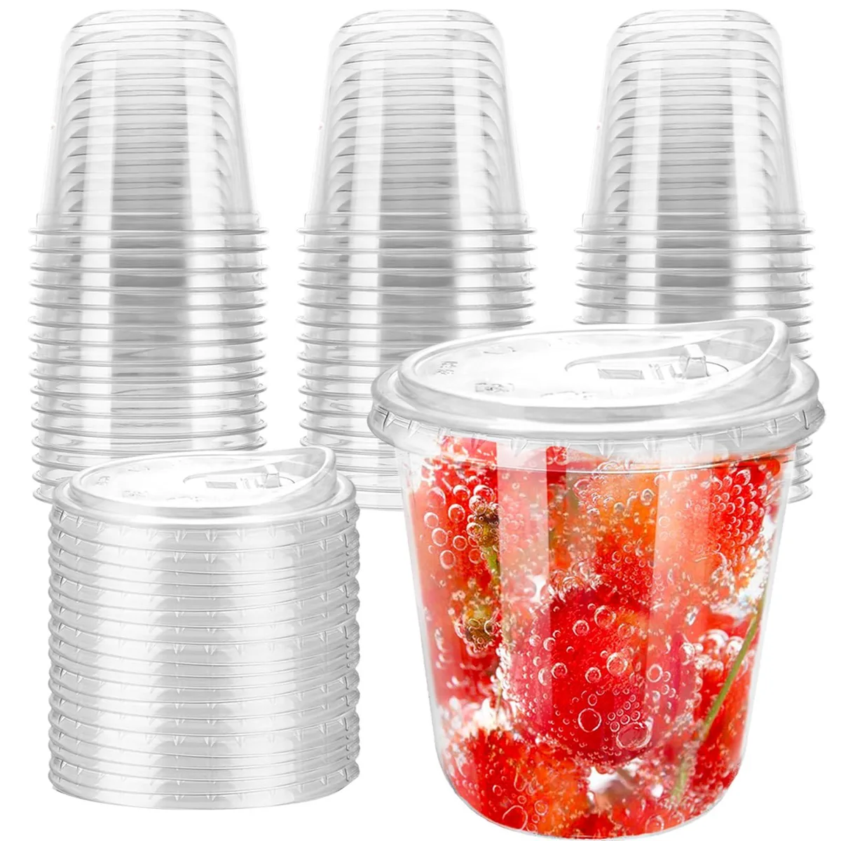  American Weigh 12oz Clear PET Stemless Glasses with Sip Lids, 50 Pack — product photo