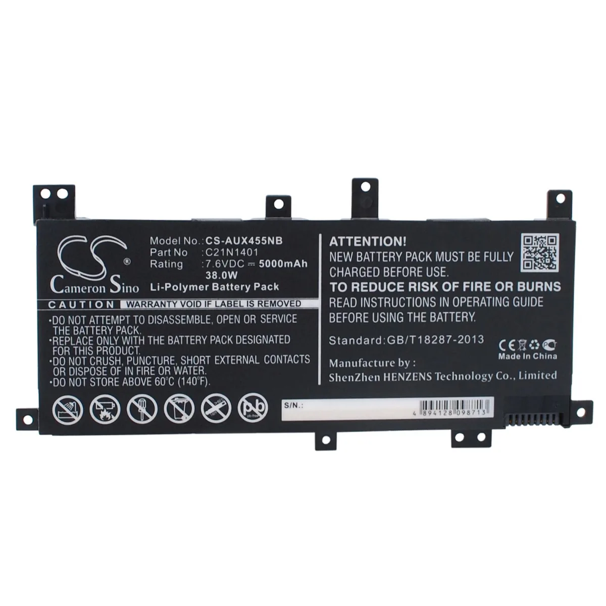 Cameron &amp; Co Cameron &amp; Co DS-CS-AUX455NB 5 Ah laptop battery — product photo