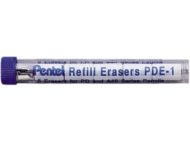 Pentel of America, Ltd. Pentel of America, Ltd. PDE1 Eraser Refills, 5/Tube, White — product photo
