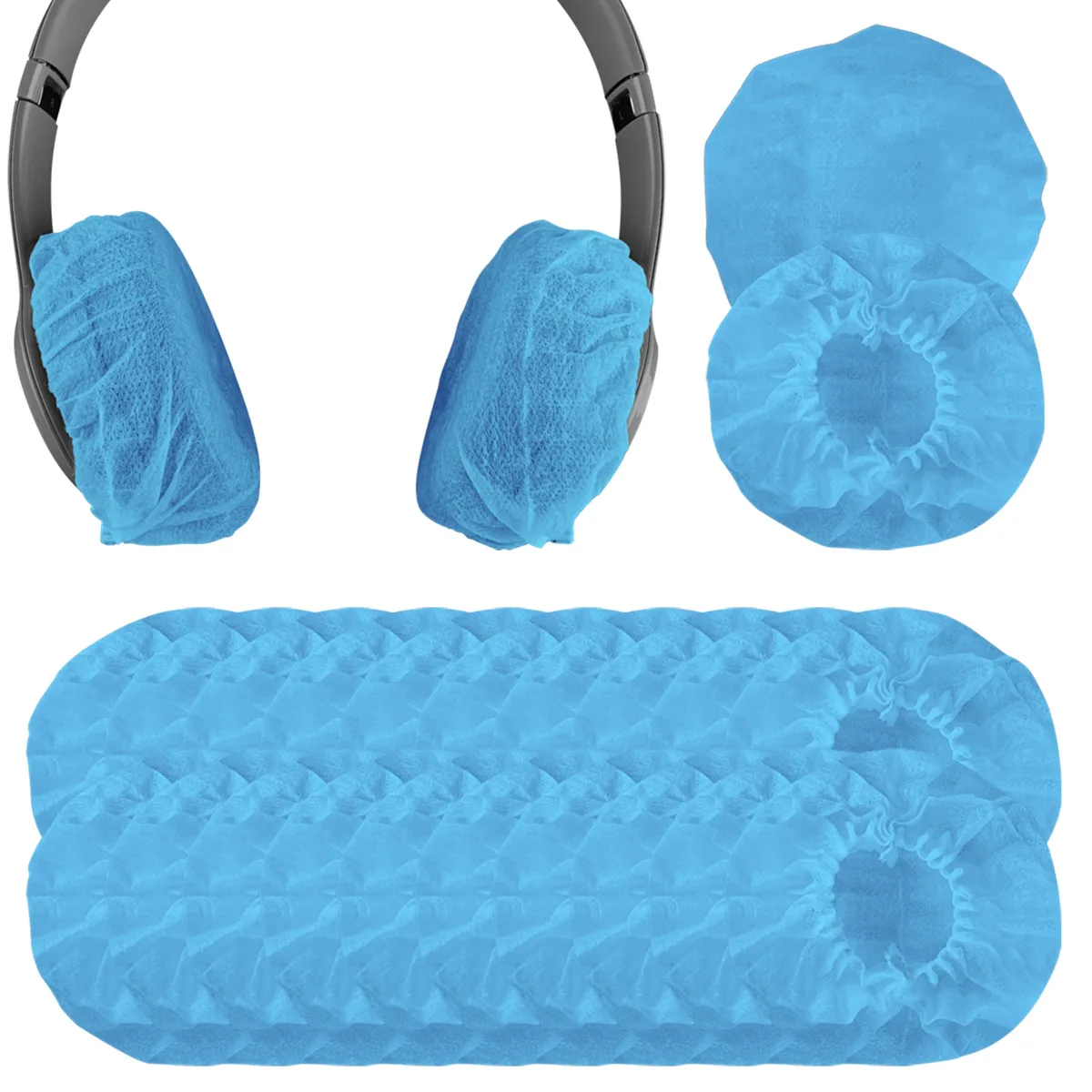 Geekria Geekria 100 Pairs Small Non-Woven Fabric Disposable Headphone Covers Blue — product photo