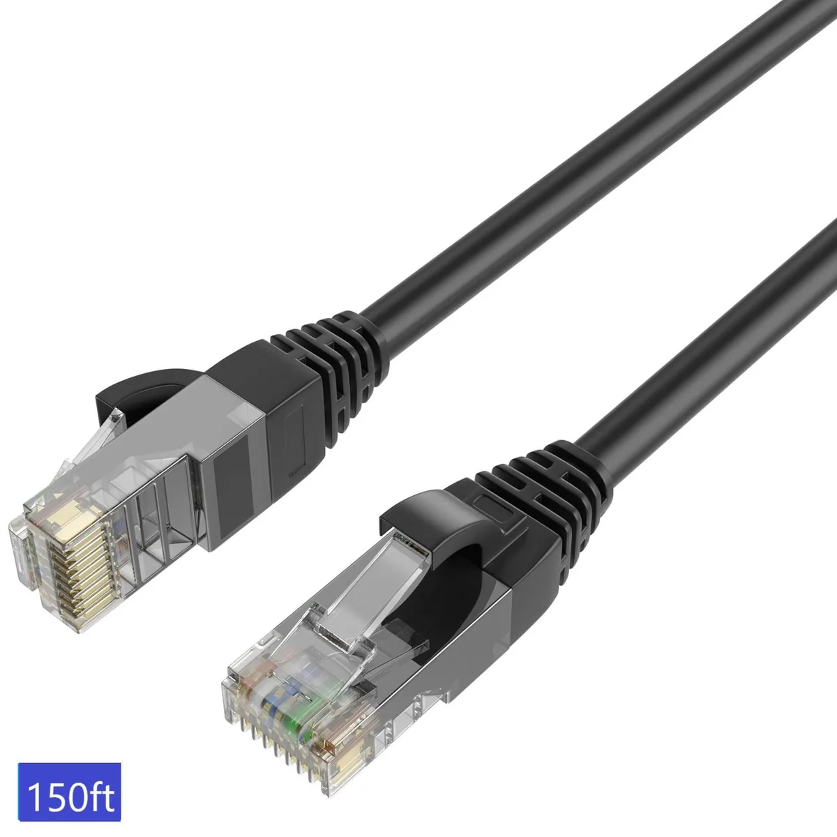 QualGear QualGear Cat 6 RJ45 Ethernet Patch Cable 150 ft Black Shielded — product photo