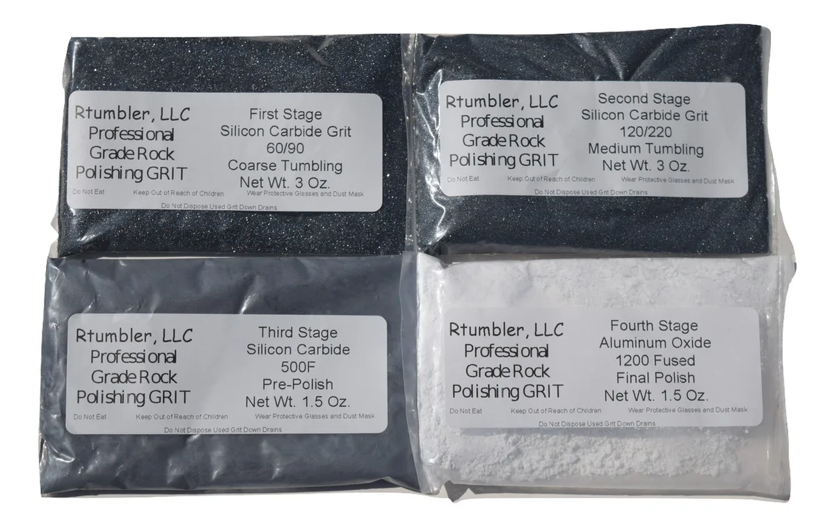 RTumbler, LLC RTumbler, LLC Rock Tumbler Grit Kit 3 lb 4-Step 60/90 120/220 500 1200 — product photo