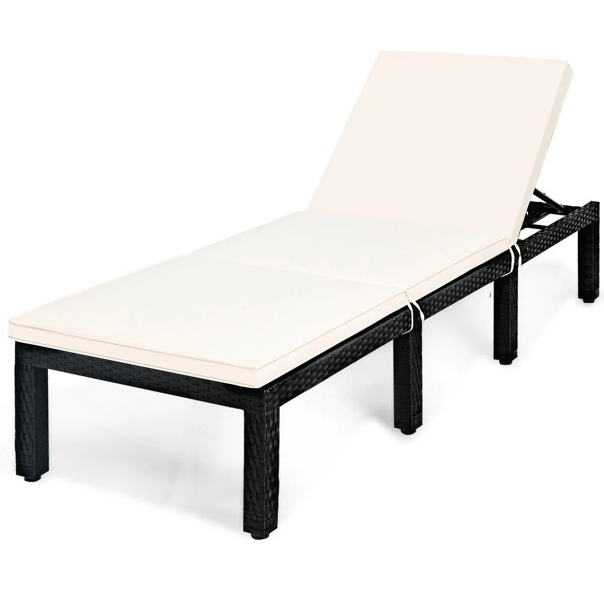 SlickBlue SlickBlue Patio Rattan Cushioned Height Adjustable Lounge Chair Turquoise/White 77" x 25.5 — product photo