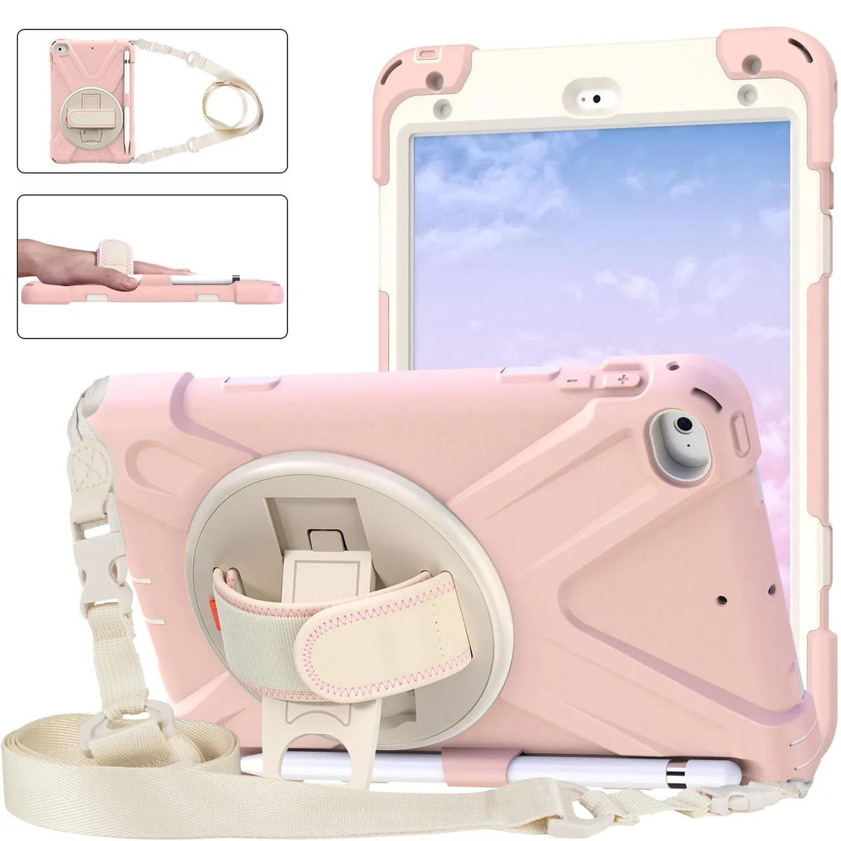 Werleo Werleo iPad Mini 5/4 7.9" Cover Case Pink 360° Kickstand Hand Strap Shoulder Strap — product photo