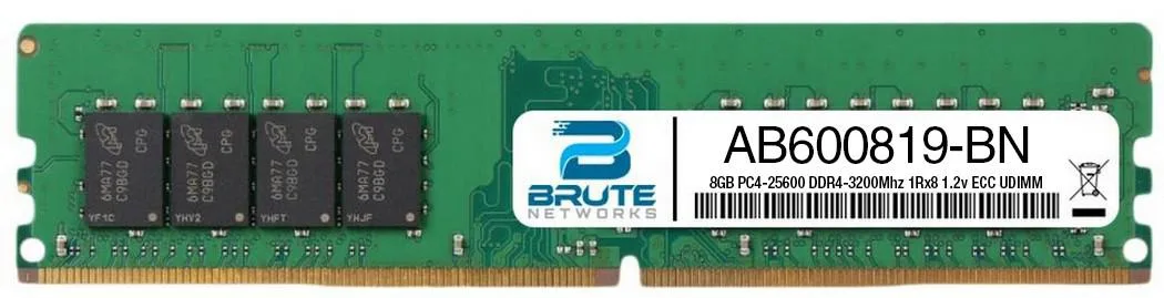 Brute Networks Brute Networks 8GB DDR4-3200 1Rx8 ECC UDIMM AB600819 — product photo