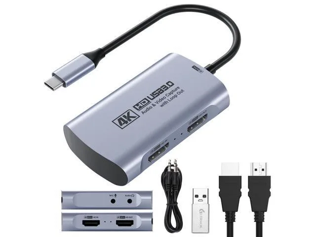 Manw Manw HDMI Capture Card 4K 60FPS 1080P 240FPS USB 3.0 USB-C/A 4K30 Passthrough 3.5mm Audio — product photo