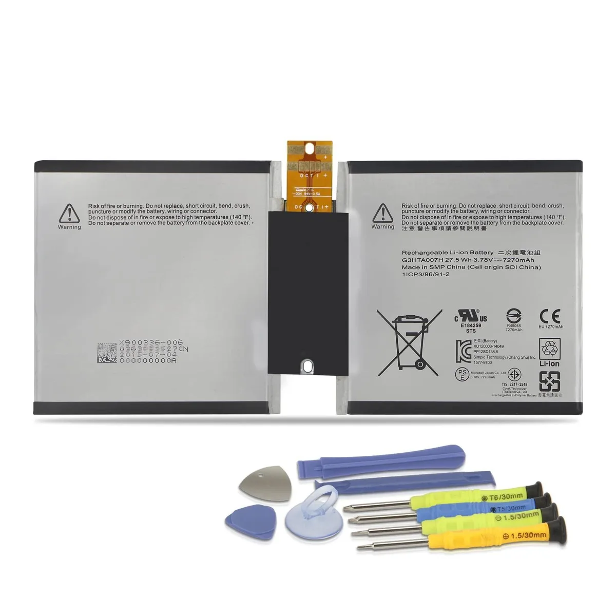 Batianda Batianda Replacement Battery for Microsoft Surface 3 10.8" 1645 3.78V 7270mAh 27.5Wh with Tools — product photo