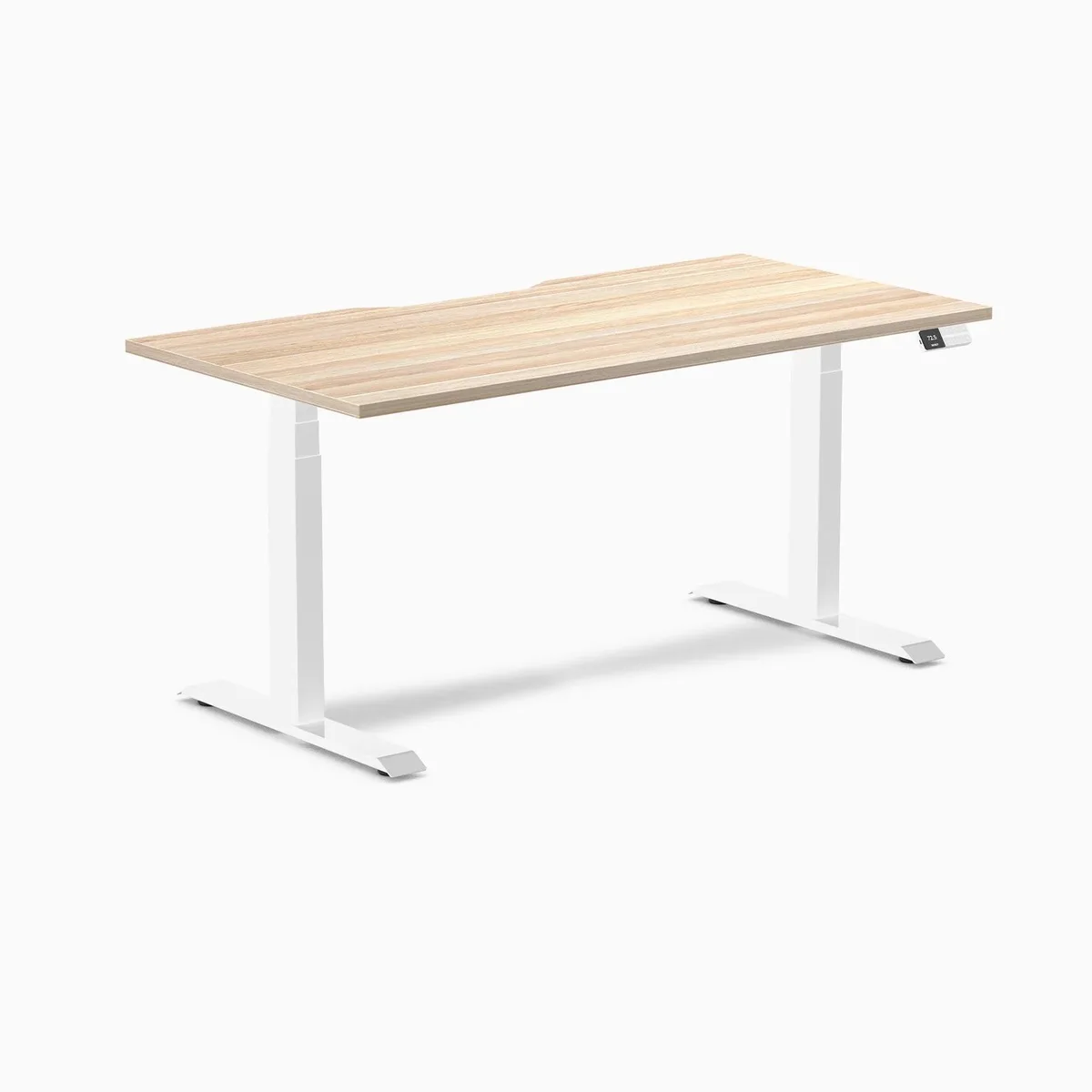 Desky Desky Dual Scalloped Sit-Stand Desk Classic Oak / White 59.1 x 29.5 in — product photo
