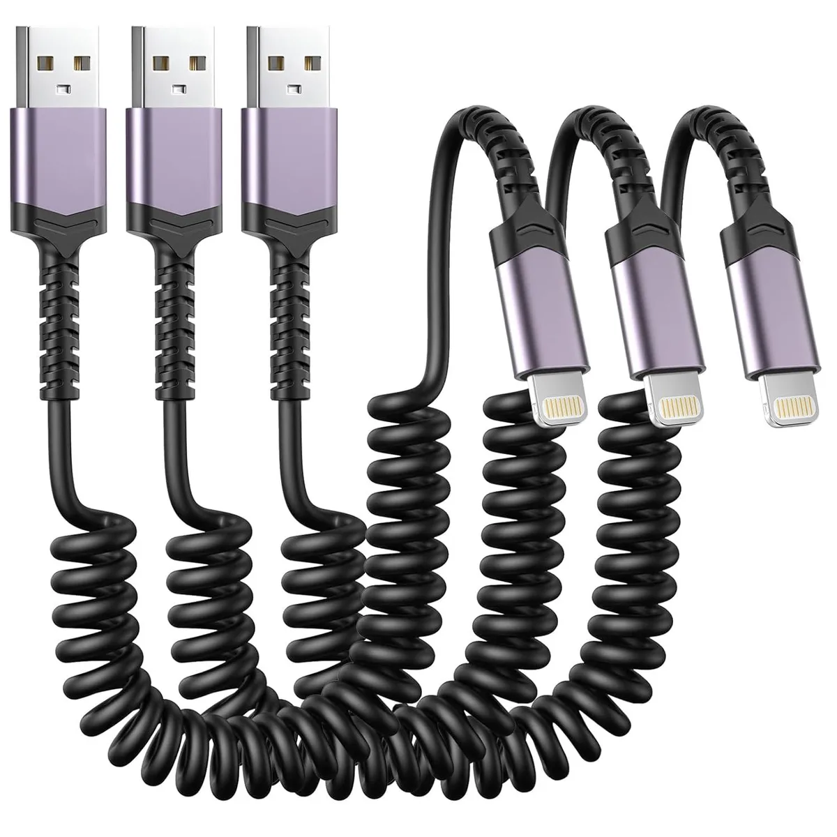 MCHOSE MCHOSE 3 Pack Coiled Lightning Cable 1.5 FT 2.4A 480Mbps — product photo