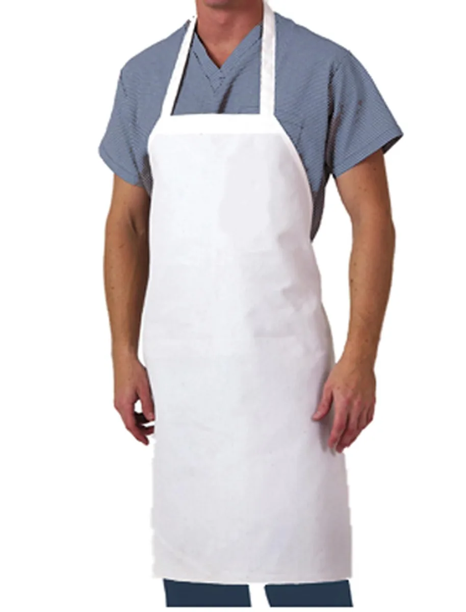 White cotton bib apron 28 by 35 inches unprinted twill fabric