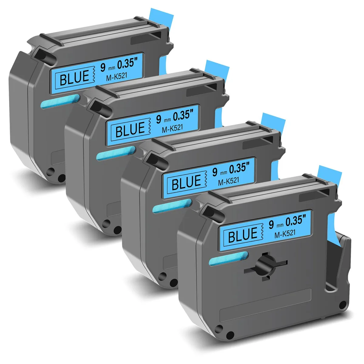 GREENCYCLE GREENCYCLE MK-521 label tape 9mm 8m Black on Blue 4 Pack — product photo