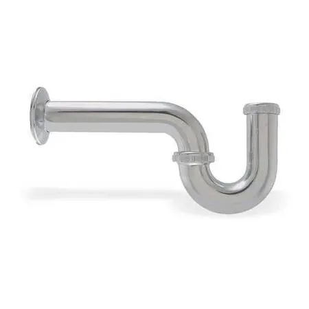 Brass P-trap with chrome finish, silver colour, 1-1/2 by 1-1/4 inch slip connections