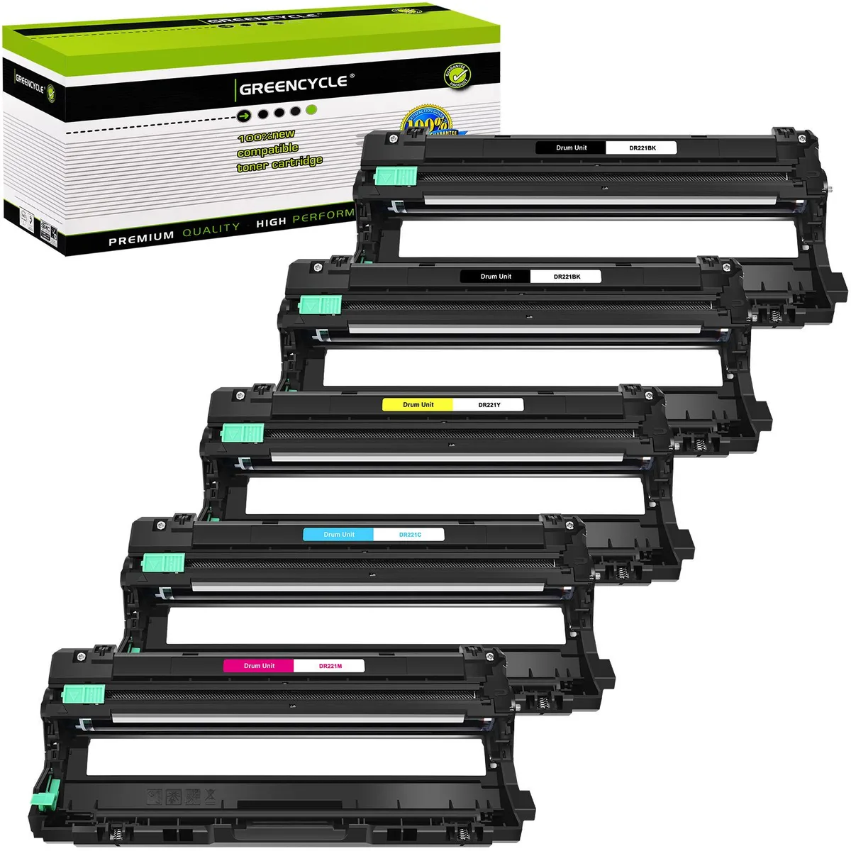 GREENCYCLE GREENCYCLE DR221 5-Pack Drum Unit Set (2 Black, 1 Cyan, 1 Magenta, 1 Yellow) — product photo