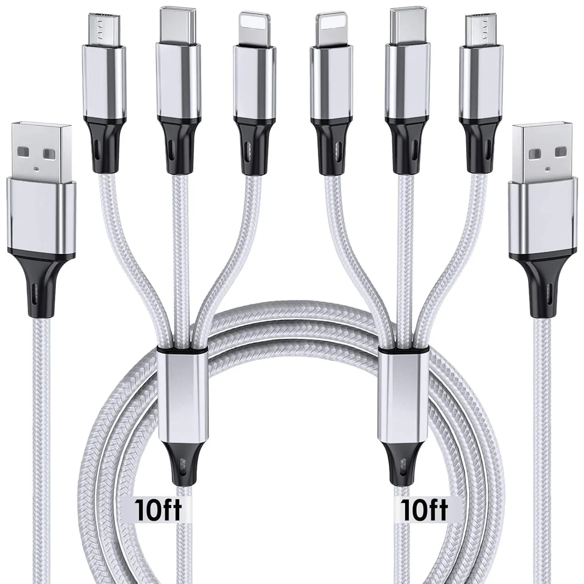 Kootion Kootion 3-in-1 Braided USB Cable 10ft 2-Pack — product photo