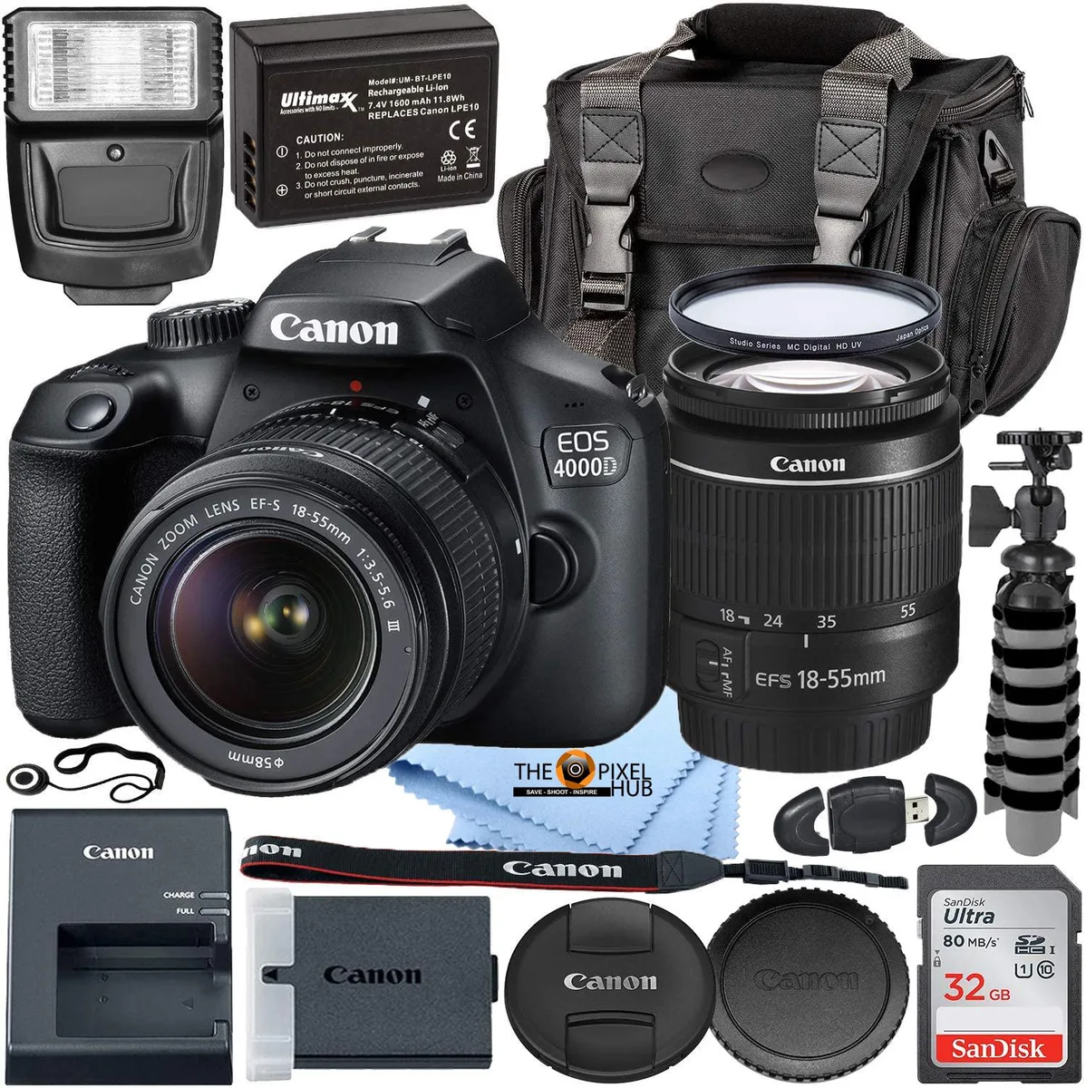 Canon International Canon International EOS 4000D 18-55mm f/3.5-5.6 III camcorder kit — product photo
