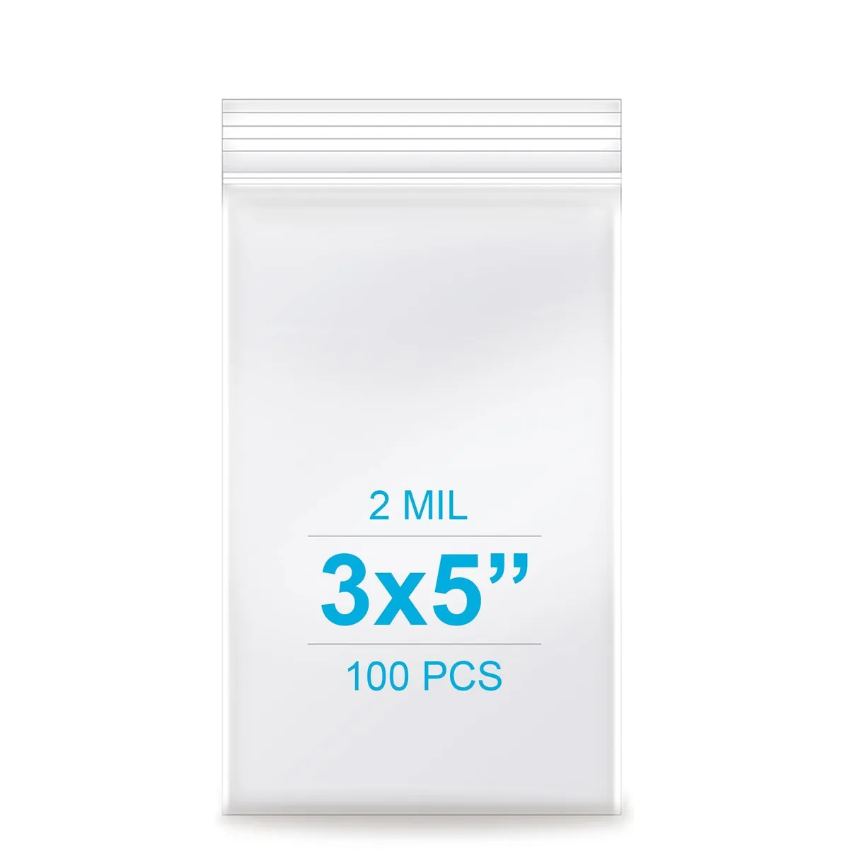 Pack of 100 clear 3.14 by 5.12 inch resealable LDPE bags