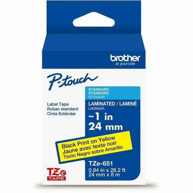 Brother Brother P-touch TZe DiameterTape Yellow Laminated 26.20 ft — product photo