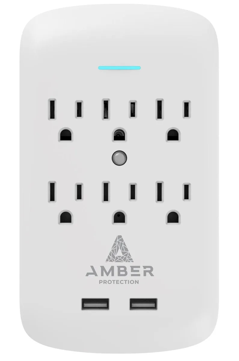 Amber Protection Amber Protection 6-OUTLET-SURGE 1225J 15A 6 Outlet Surge Protector White 2024 — product photo