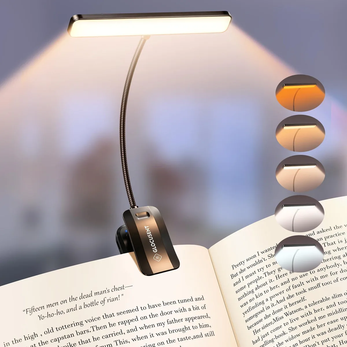 Glocusent 26 LED clip-on book light, matte finish, dual-row lamp head