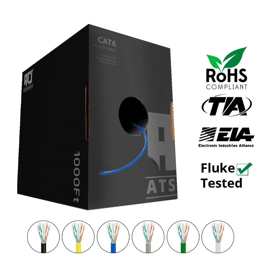 ATS Cables ATS Cables Cat6 Plenum 1000 ft 550 MHz Blue network ethernet cable — product photo