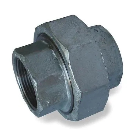 Galvanised steel union coupling with threaded ends