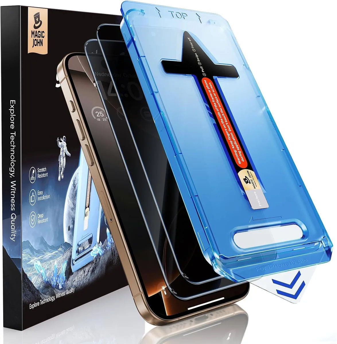 NuoTo NuoTo 2 Pack iPhone 16 Pro 6.3 inch Privacy Tempered Glass Screen Protector — product photo