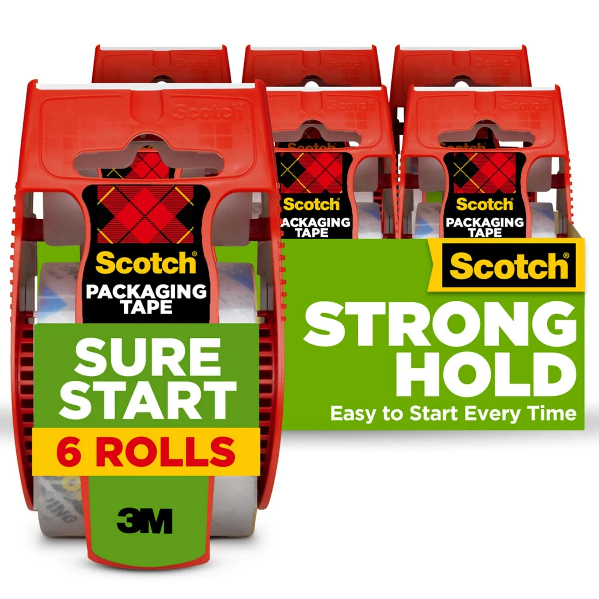 Scotch 145-6 Sure Start Packing Tape 1.88 in x 22.2 yd 6 rolls — product photo