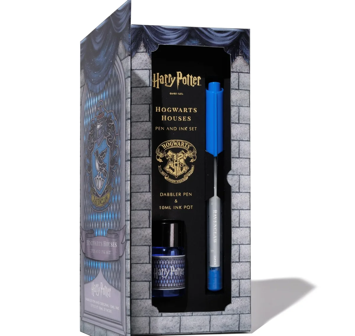 White plastic educational supply pen set with 0.8mm tip and 10ml ink bottle 59 inches long