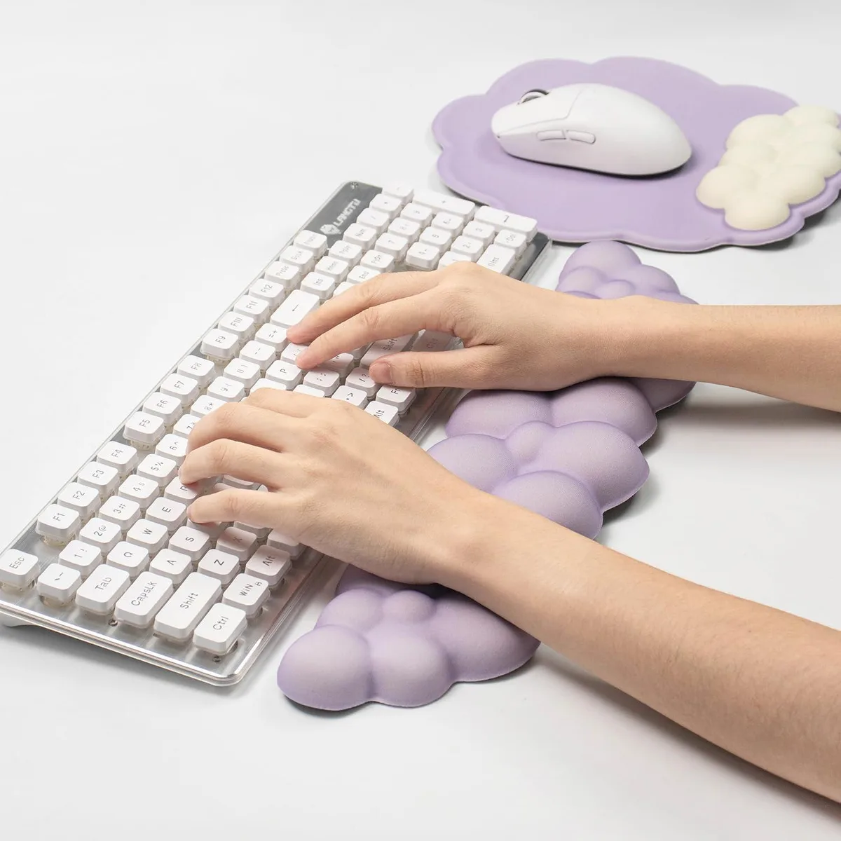 Kenuco Kenuco Purple Cloud Wrist Rest Set Keyboard 43cm Mouse 24.5x26.5cm — product photo