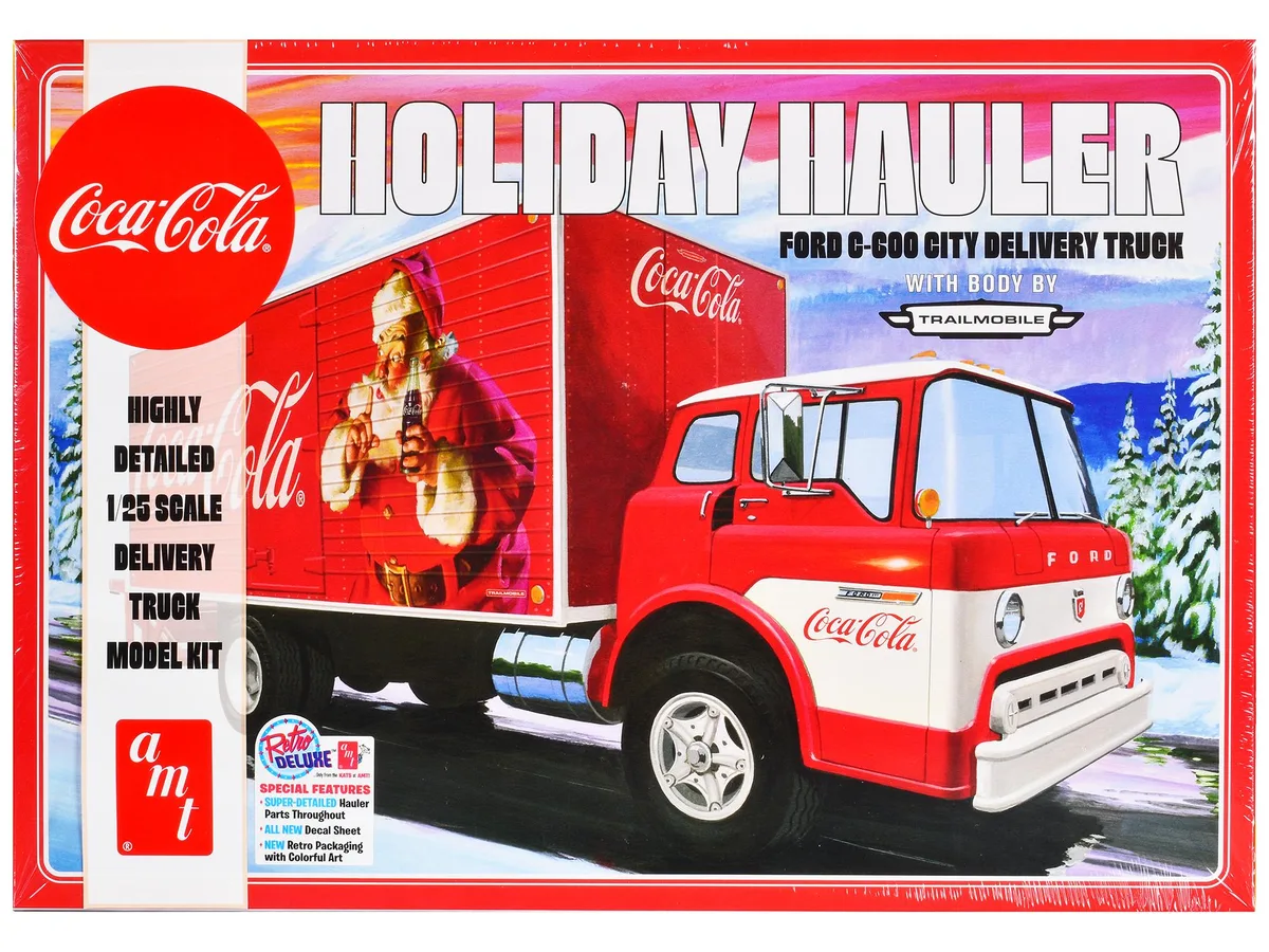AMT AMT AMT1459 1/25 Scale Ford C-600 Holiday Hauler Coca-Cola Model Kit 295+ Parts — product photo