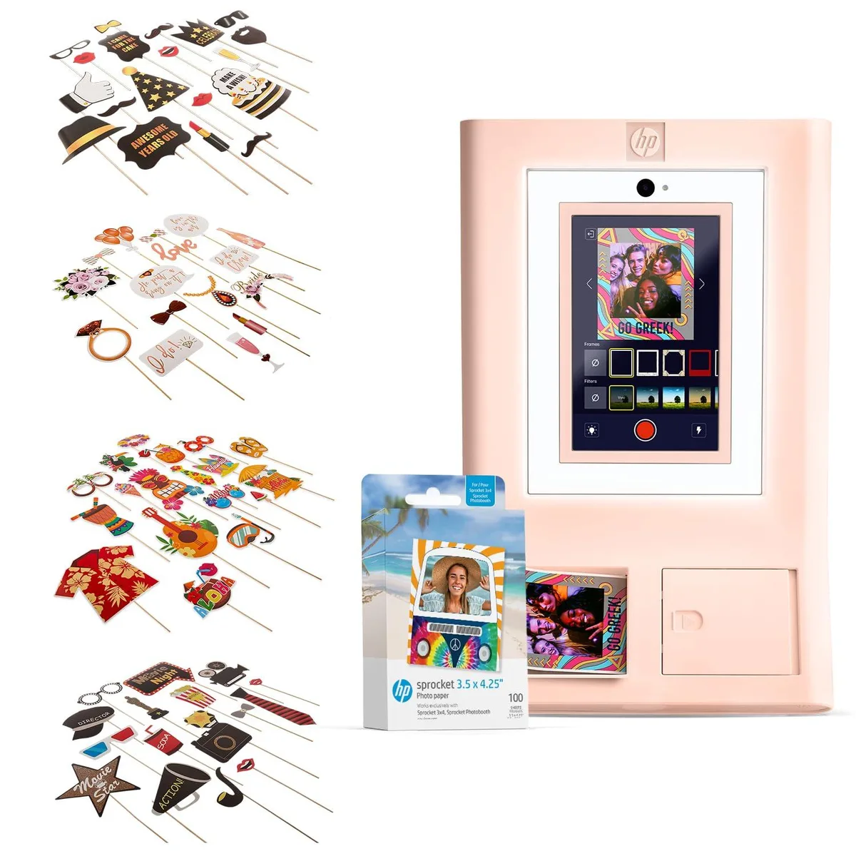 HP HP Sprocket Photo Booth Instant Color Photo Printer Pink Bundle — product photo