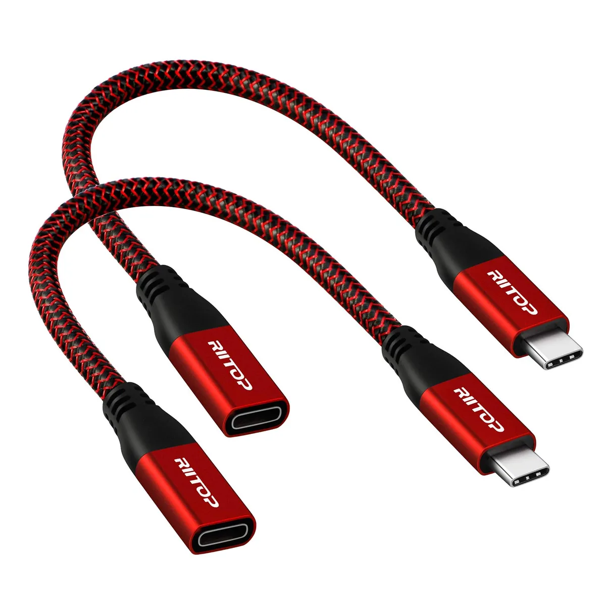 RIITOP RIITOP USB-C 3.1 Gen2 10Gbps Extension Cable 7.8in Red 2-Pack — product photo
