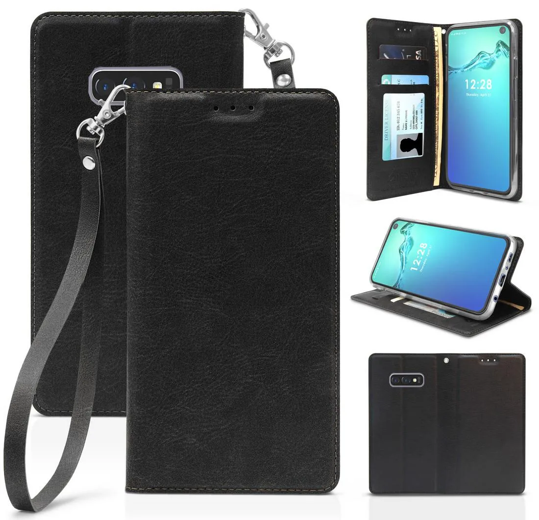 Nakedcellphone Nakedcellphone Infolio-L Wallet Case with Strap for Samsung Galaxy S10e Black — product photo