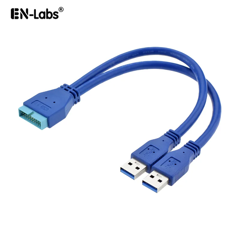 EN-Labs EN-Labs MB20PM22U3M10IN USB 20pin male to 2 x USB 3.0 Type-A male adapter cable 10 inch — product photo