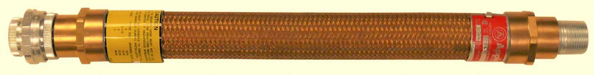 Bronze flexible conduit coupling, 24 in length, threaded ends