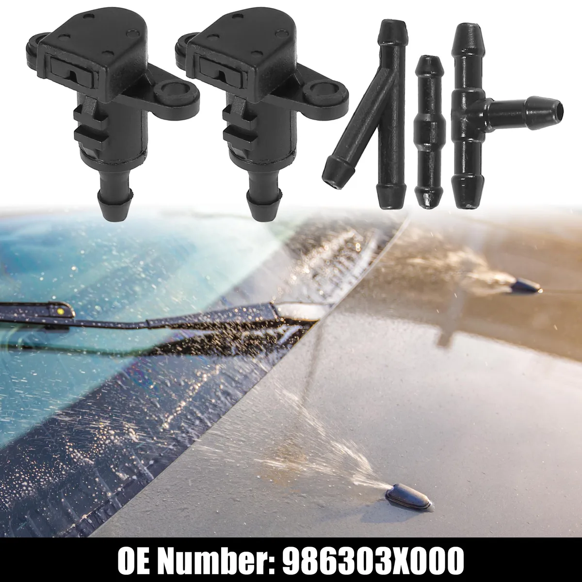 Unique-Bargains Unique-Bargains Front Windshield Washer Nozzles Hyundai Elantra Pack of 5 Black — product photo