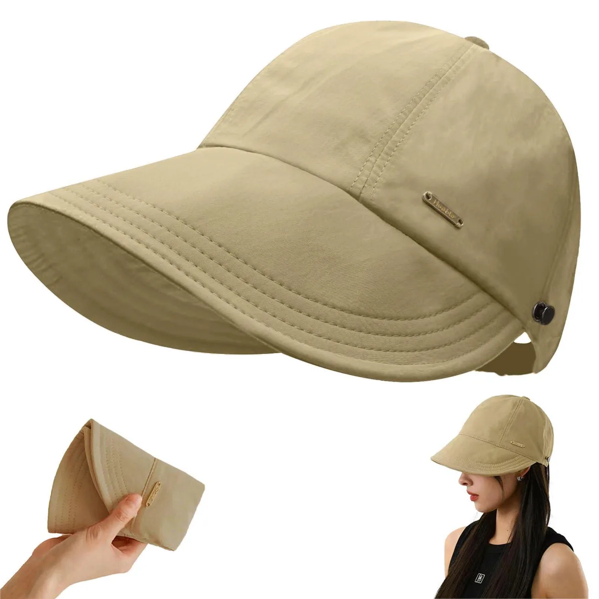  2401303 UPF 50+ Baseball Cap Black 3.5in Brim 5.5in Crown 21.5-23in Adjustable — product photo