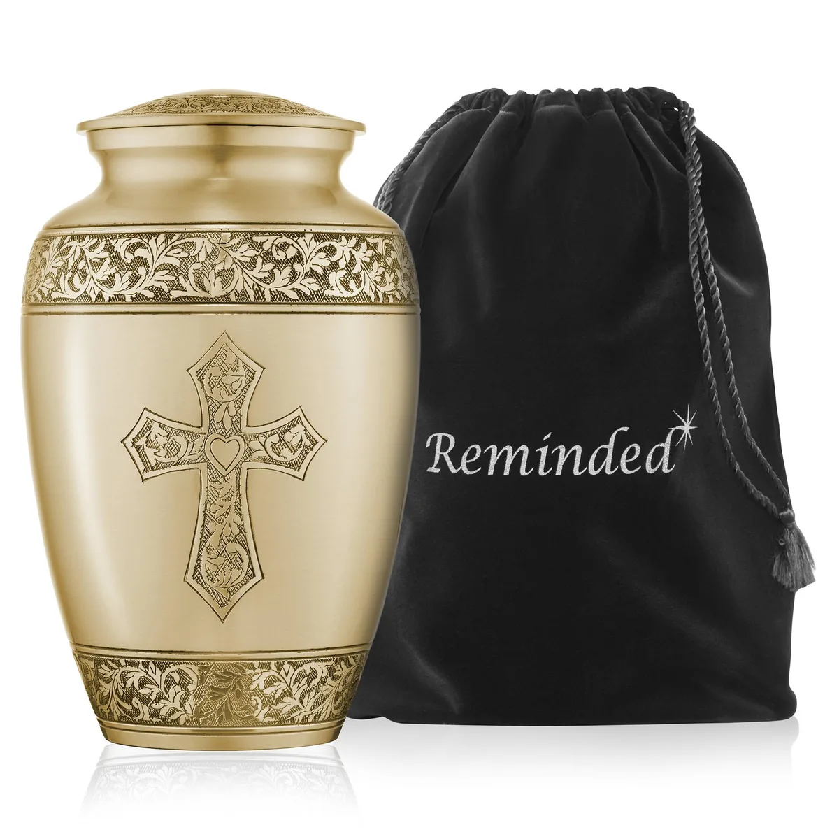Reminded Reminded Adult Cremation Urn Gold with Black Stripe Brass 213.58 cu in — product photo