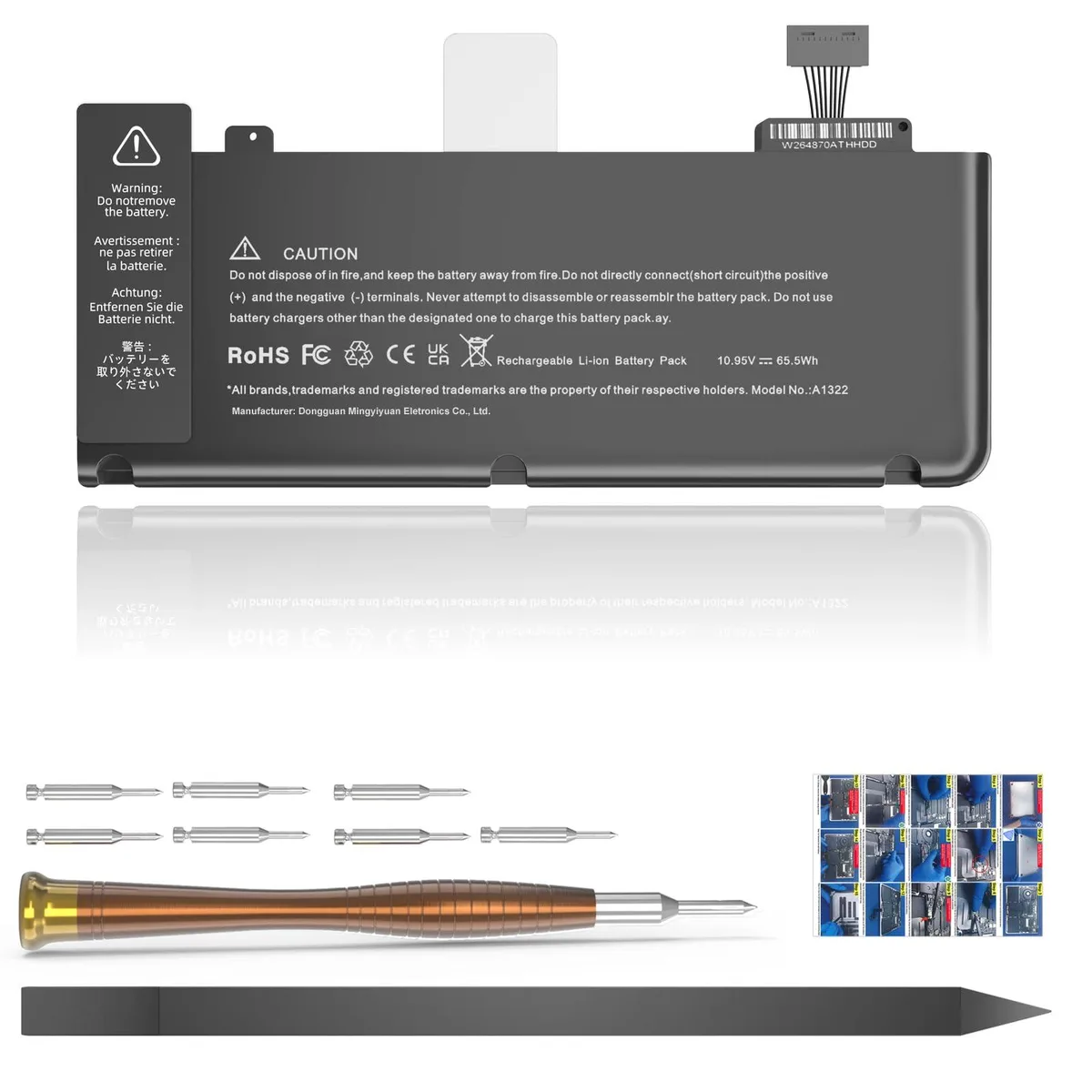  A1278 laptop battery 10.95V 6000mAh 65.5Wh for MacBook Pro 13 inch A1322 — product photo
