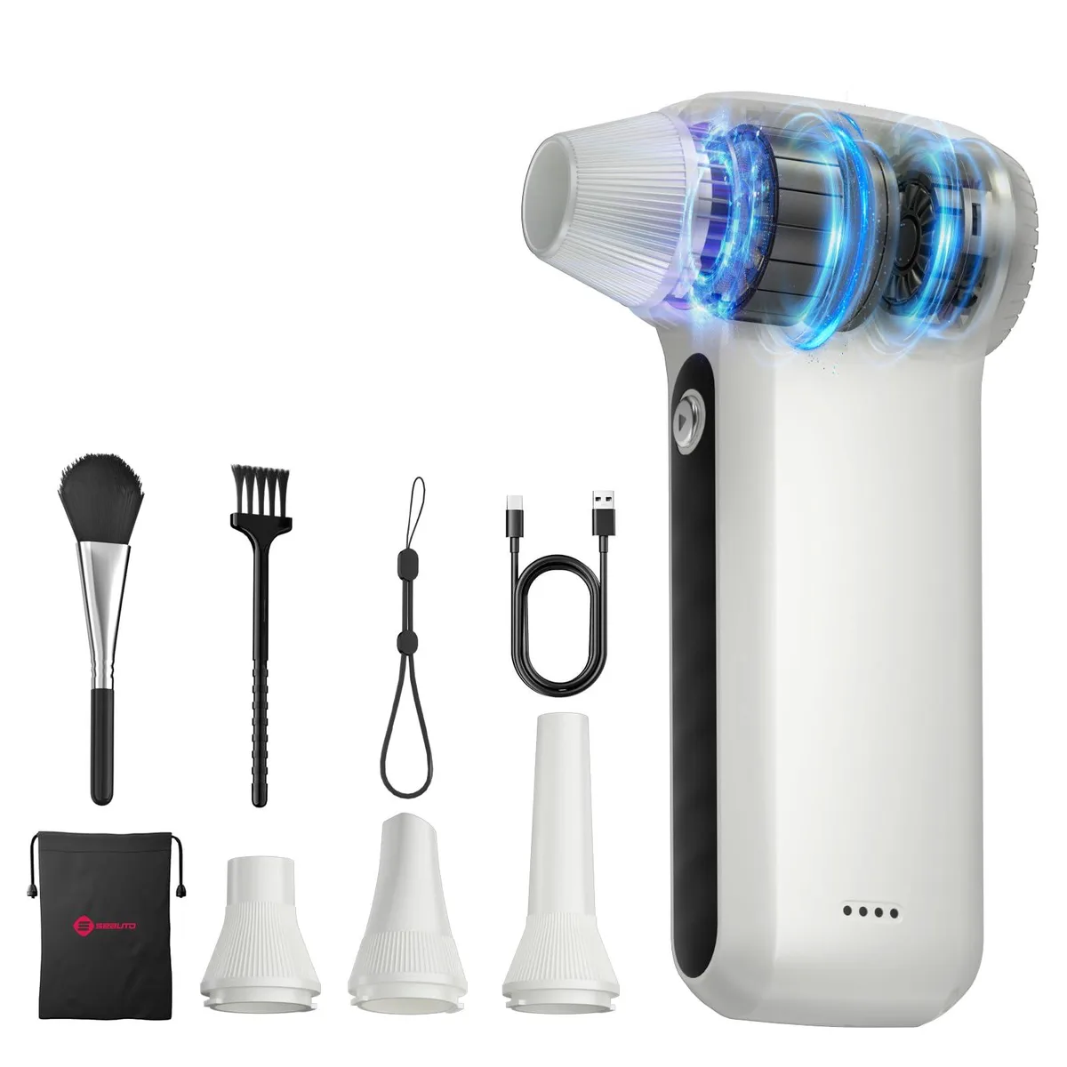 Handheld electric air duster in frost silver finish
