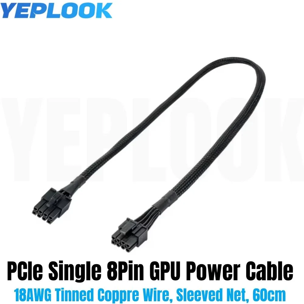 YEPLOOK YEPLOOK PCIe 8Pin 6+2Pin Sleeved Net 18AWG 60CM GPU Power Cable for Corsair AX-i Type 3 — product photo