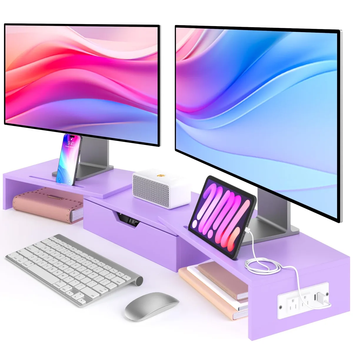 Alphacool Alphacool Dual Monitor Stand with USB 3.0, Purple Pink — product photo