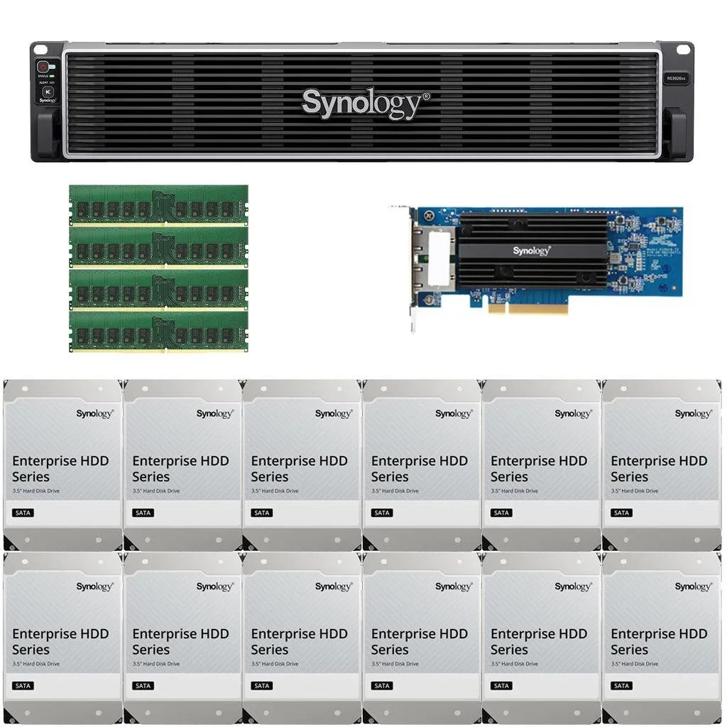 Synology Inc. Synology RS3626xs Xeon D-1726 12-Bay Rackmount NAS 32GB 48TB 10GbE — product photo