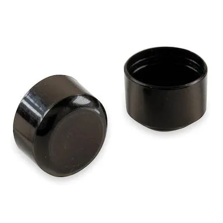 Black round slip-on vinyl leg tips, pack of 24