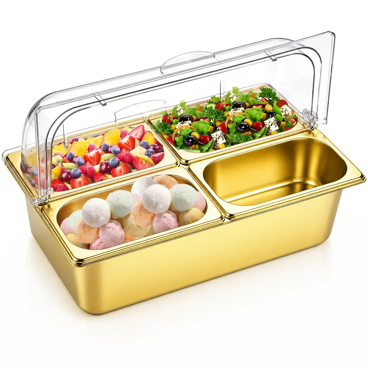 DNBeffulgent DNBeffulgent JNE-Ziliny-6093 Food Display Tray Gold 21 x 13 x 13 in — product photo